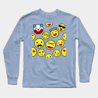 funny clown emojis happy face Long Sleeve T-Shirt